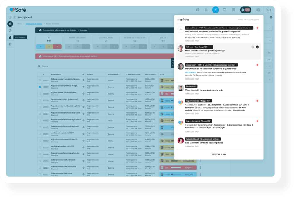 Safè è un software HSE che permette di collaborare attivamente con colleghi, consulenti e clienti